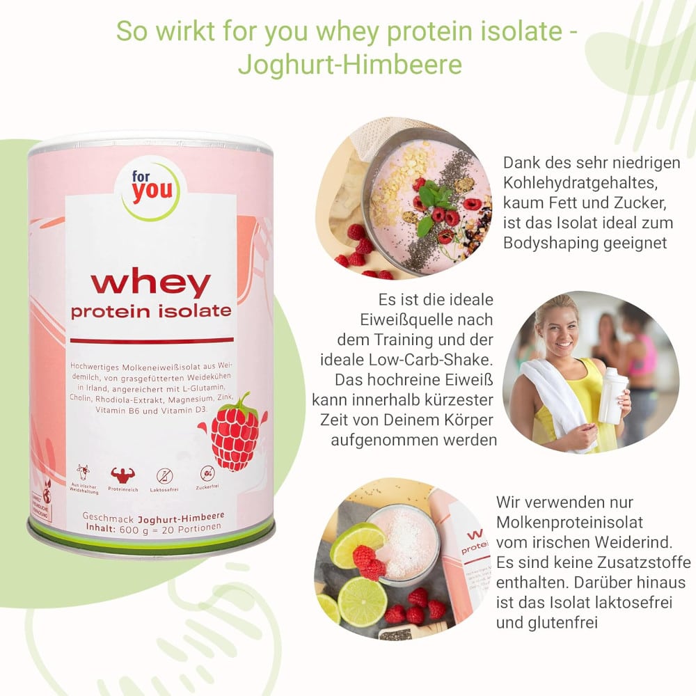 for you whey protein isolate Joghurt-Himbeere 600 g Pulver
