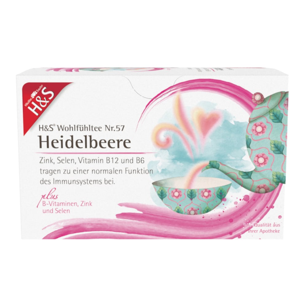 H&S Wohlfühltee Heidelbeere mit B-Vitaminen, Zink und Selen 20X2.5 g Filterbeutel