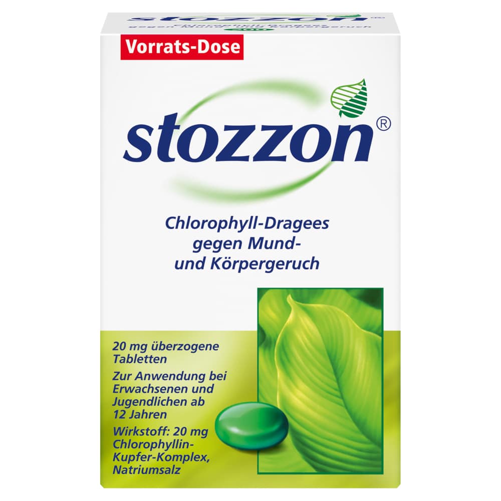 stozzon Chlorophyll-Dragees gegen Mund- und Körpergeruch 200 St Überzogene Tabletten