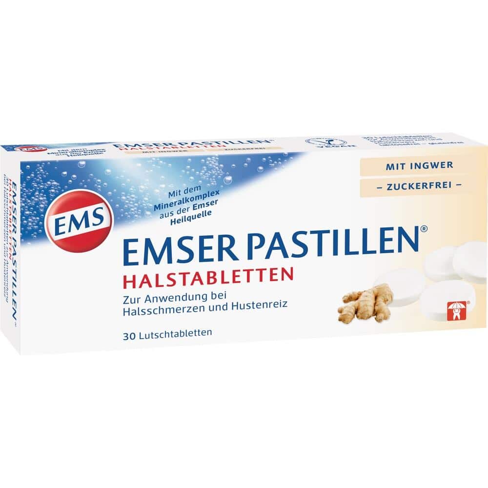 EMSER HALSPASTILLEN MIT INGWER ZUCKERFREI 30 St Lutschtabletten