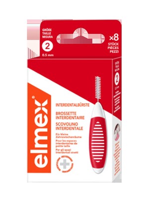elmex INTERDENTALBÜRSTEN rot Größe 2 0,5 mm 8 St Zahnbürste