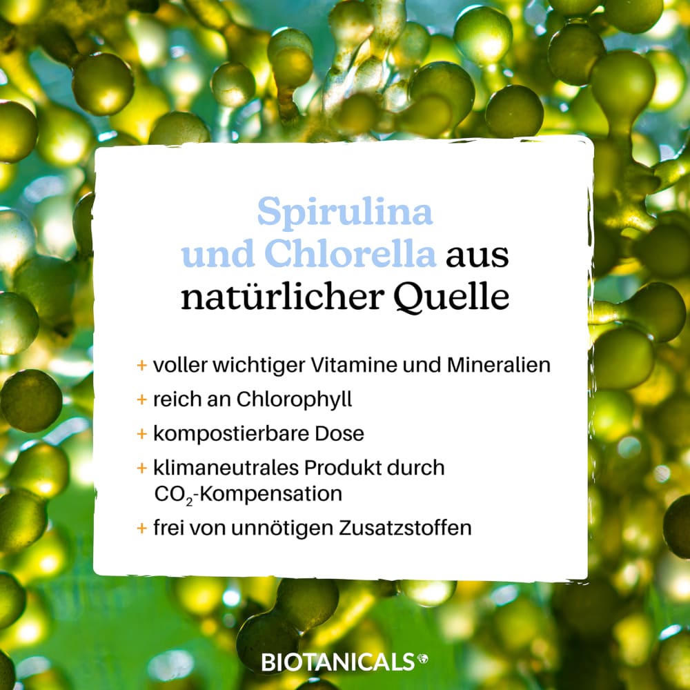 BIOTANICALS SPIRULINA CHLORELLA 120 St Kapseln