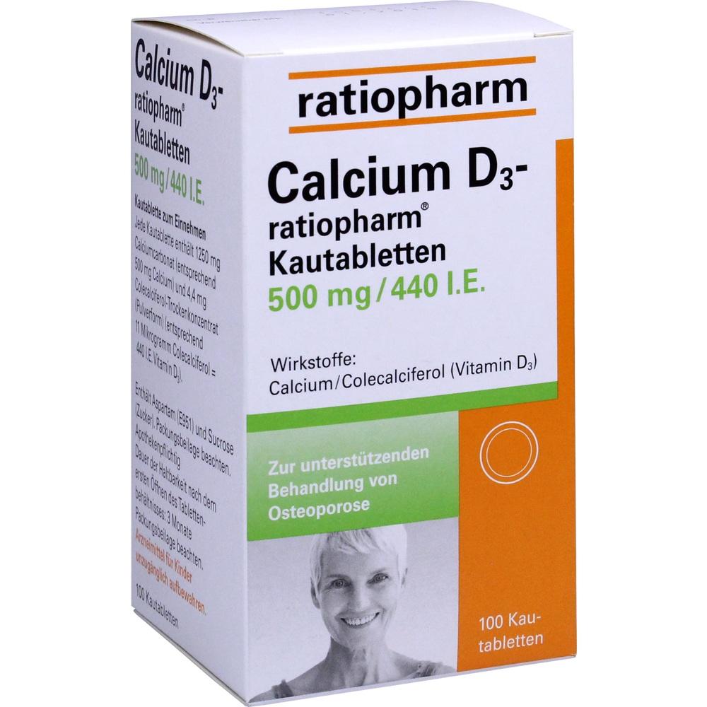 Calcium D3-ratiopharm 500mg/440 I.E. 100 St Kautabletten