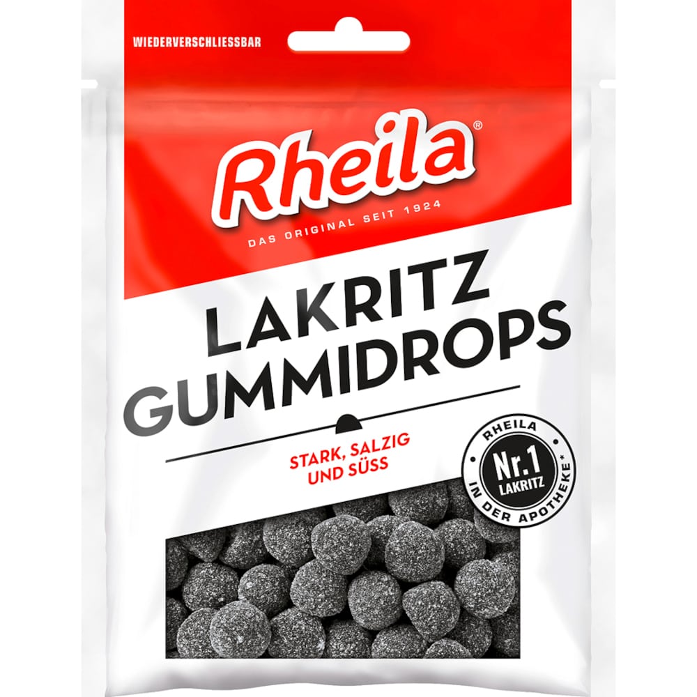 RHEILA Lakritz Gummidrops mit Zucker 90 g Bonbons