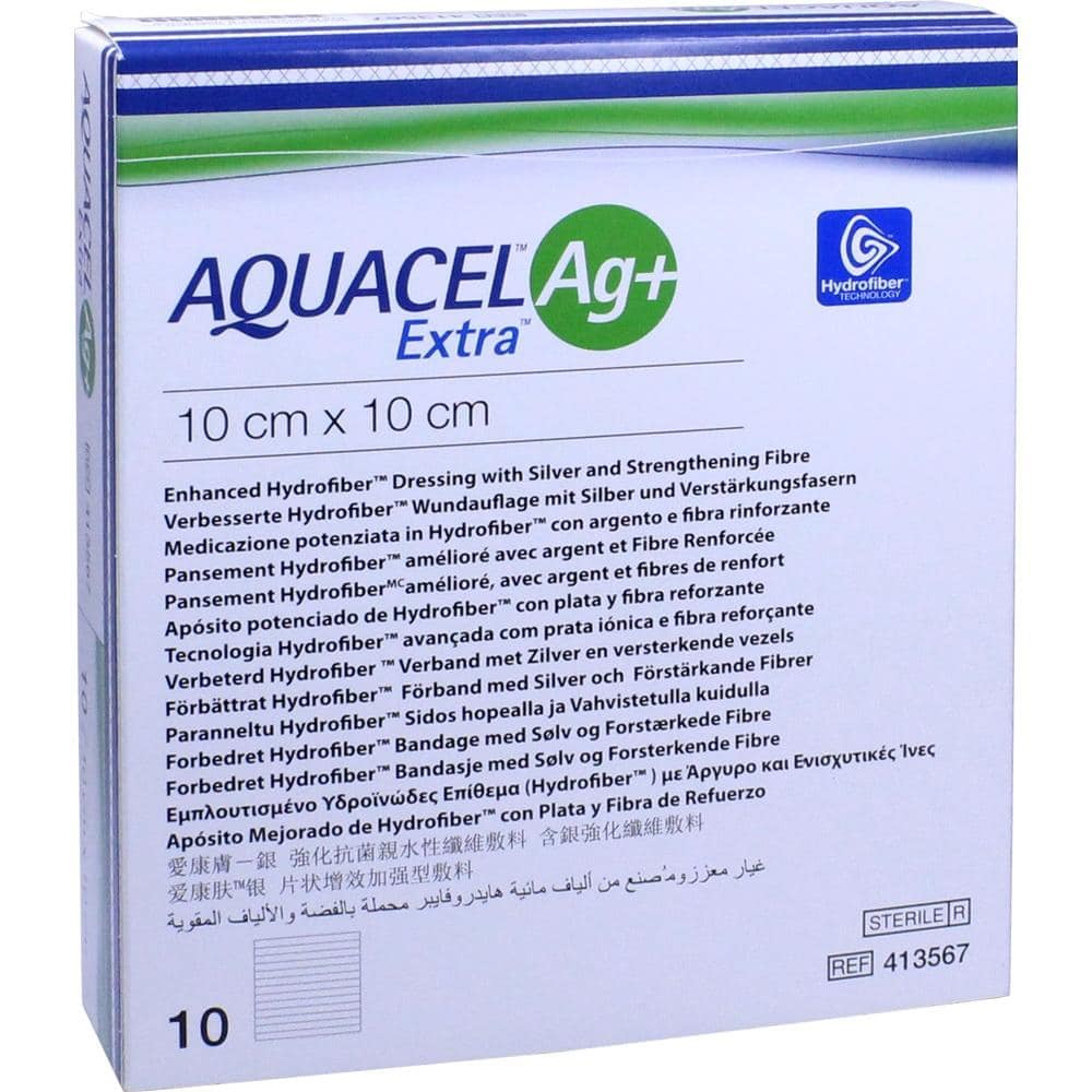 AQUACEL Ag+ Extra 10x10 cm Kompressen 10 St Kompressen