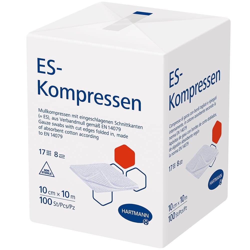 ES-KOMPRESSEN unsteril 10x10 cm 8fach 100 St Kompressen