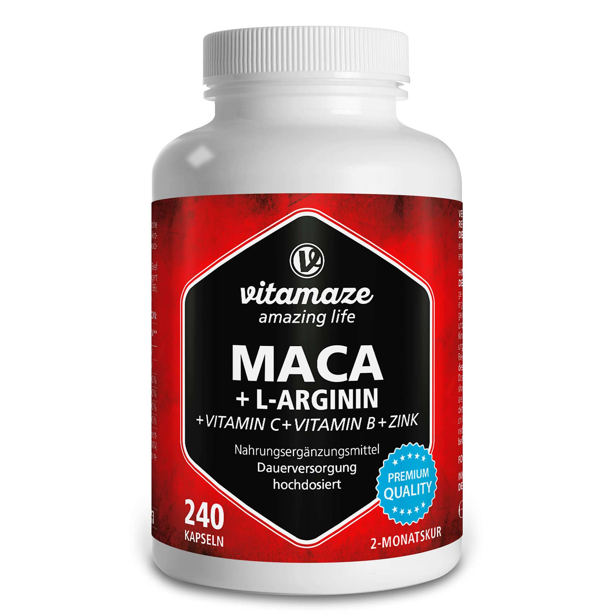 vitamaze MACA 4:1 HOCHDOSIERT + L-Arginin 240 St Kapseln