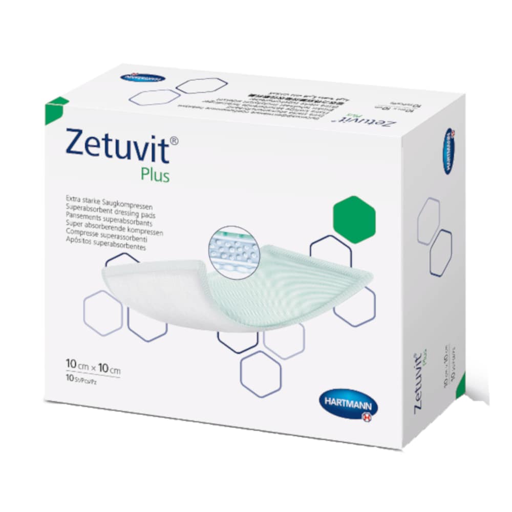 HARTMANN Zetuvit PLUS Extra starke Saugkompressen steril 10 x 10 cm 10 St Kompressen