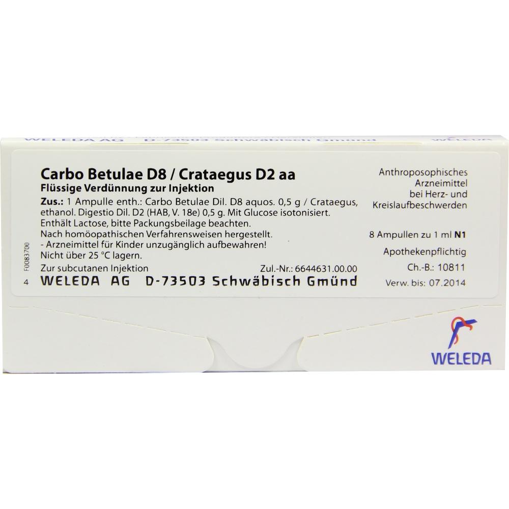 WELEDA CARBO BETULAE D 8/Crataegus D 2 aa Ampullen 8X1 ml Ampullen