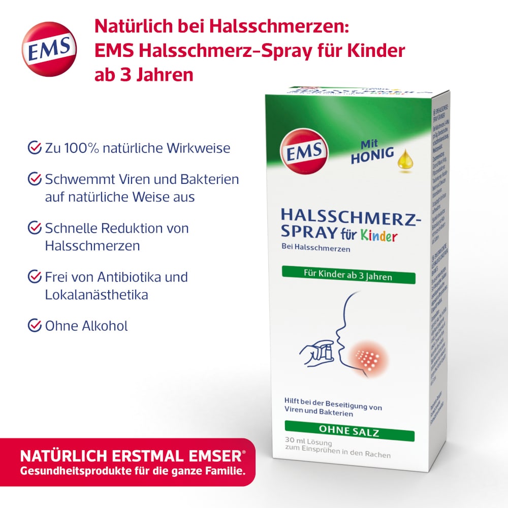EMS HALSSCHMERZSPRAY für Kinder mit Honig 30 ml Spray