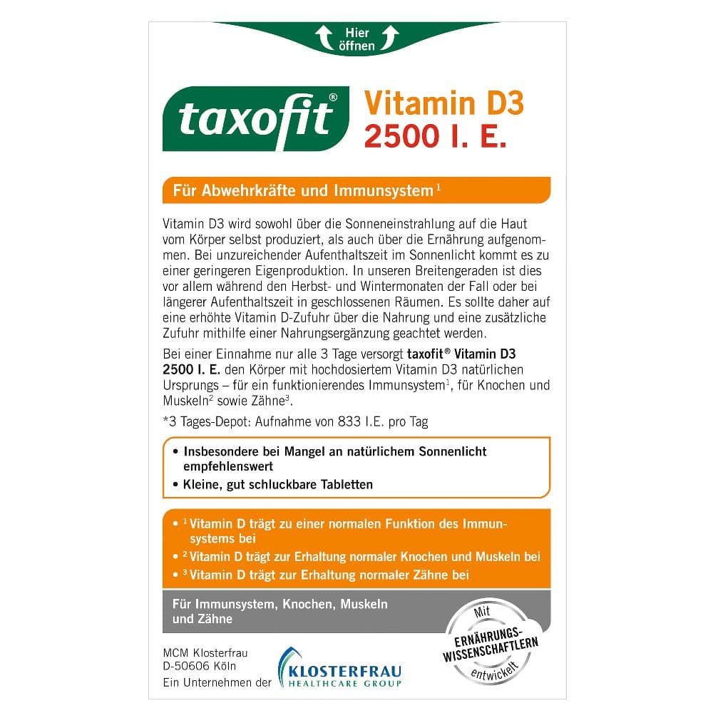 taxofit VITAMIN D3 2500 I.E. 50 St Tabletten
