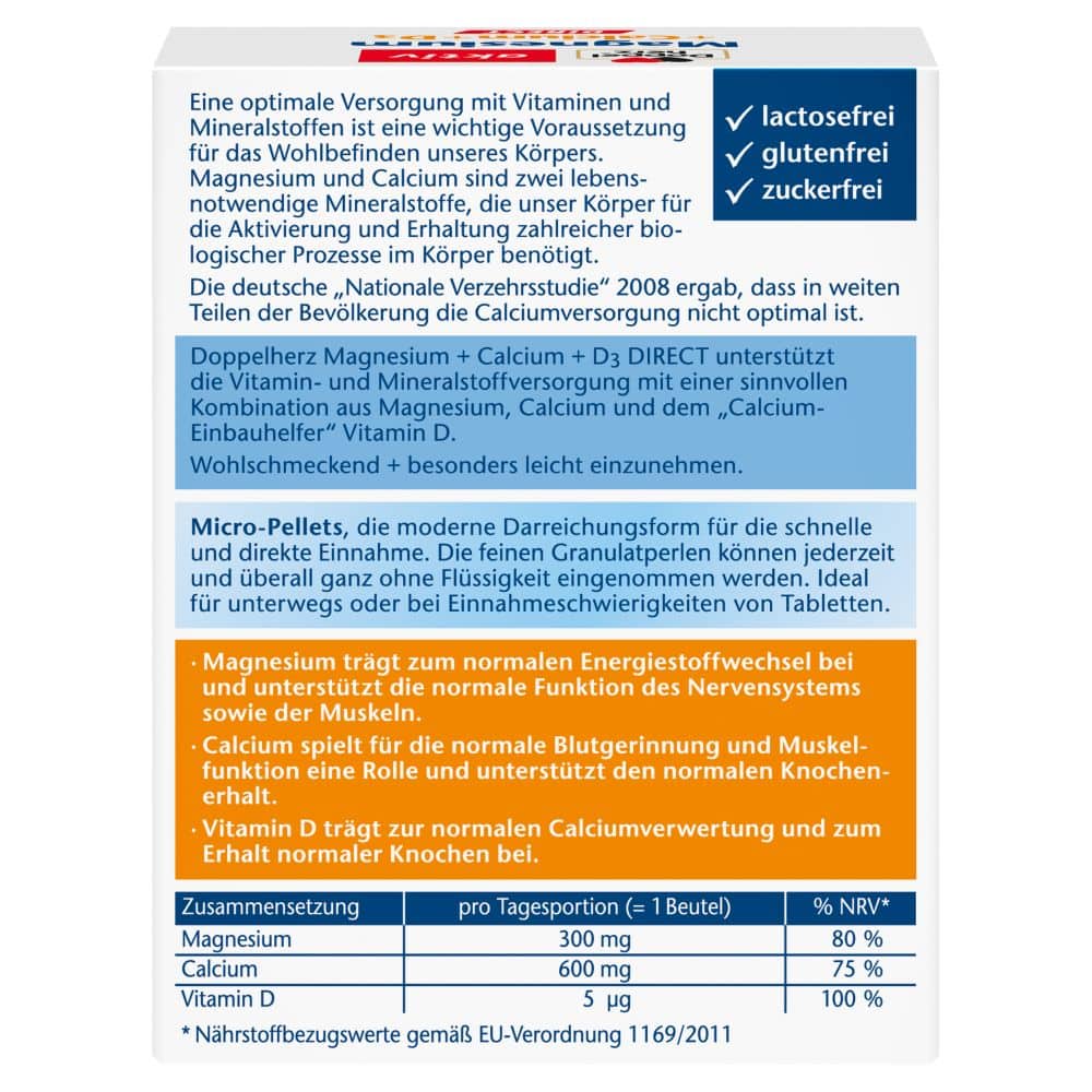 Doppelherz aktiv Magnesium + Calcium + D3 DIRECT  20 St Pellets