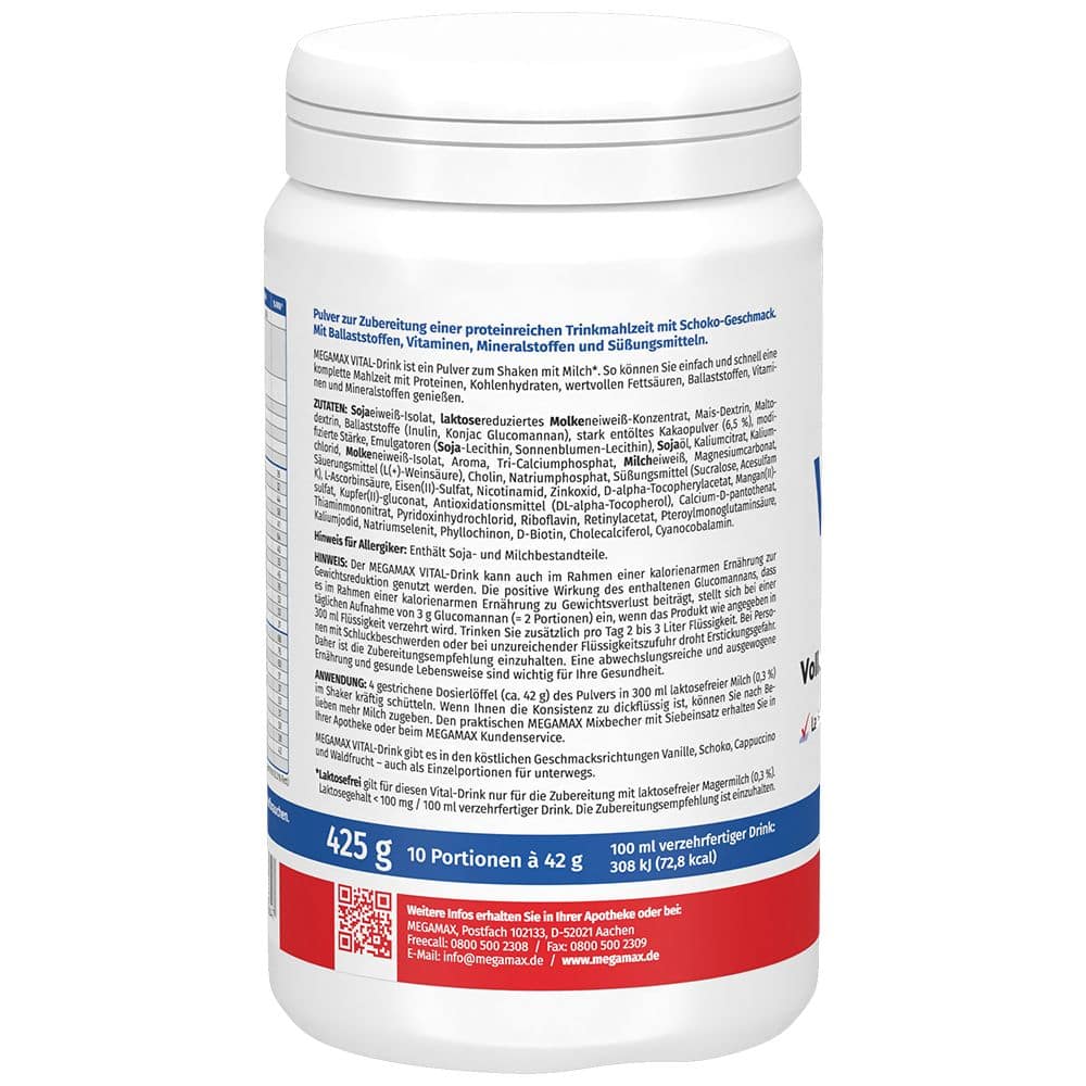 MEGAMAX Body & Balance VITAL Drink Schoko 425 g Pulver