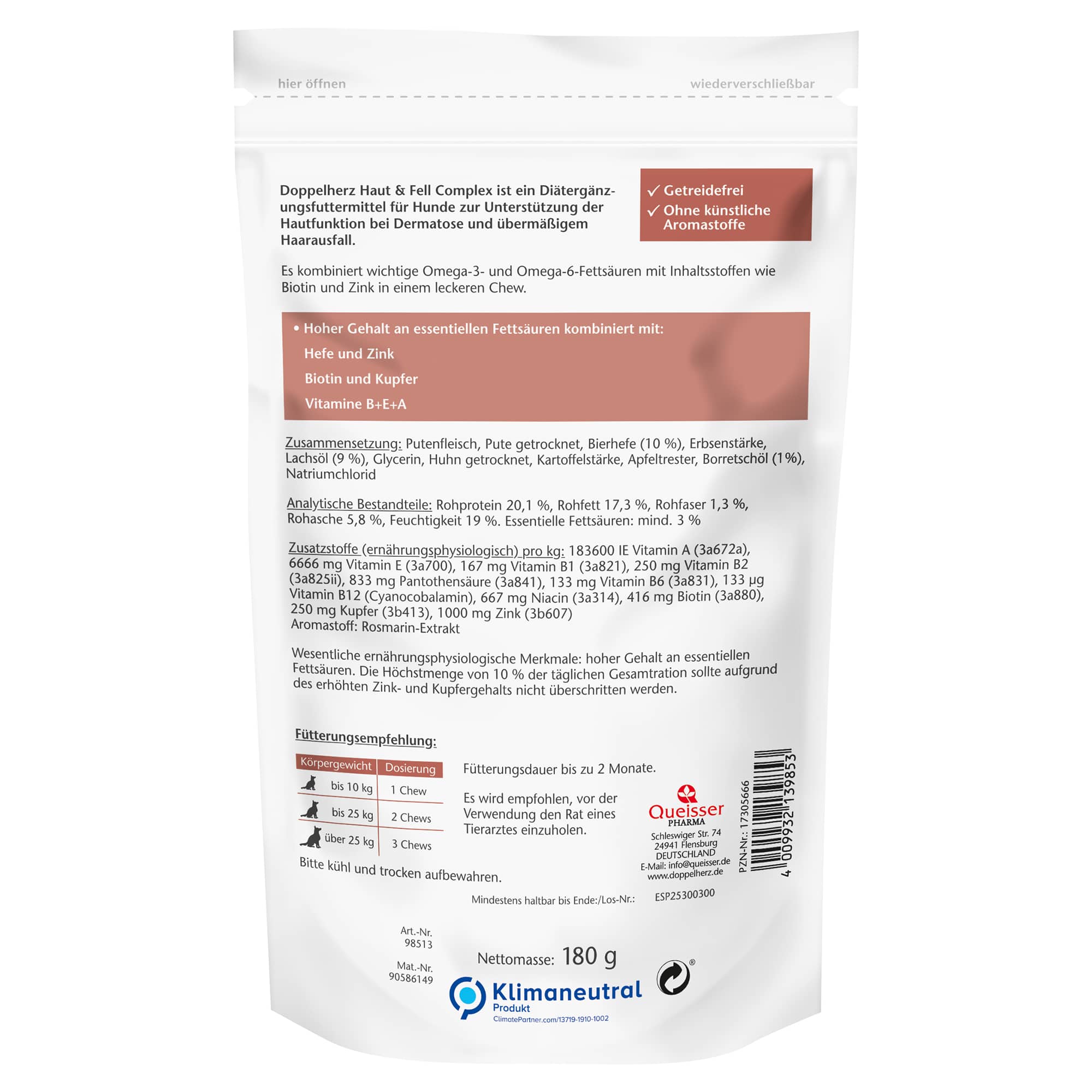 Doppelherz Haut & Fell Complex für Hunde 60 St Kautabletten