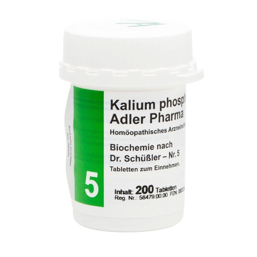 Kalium phosphoricum D6  Adler Pharma Biochemie nach Dr. Schüßler Nr.5 , Tablette 200 St Tabletten
