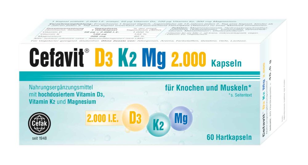Cefavit D3 K2 Mg 2.000 I.E.  60 St Hartkapseln