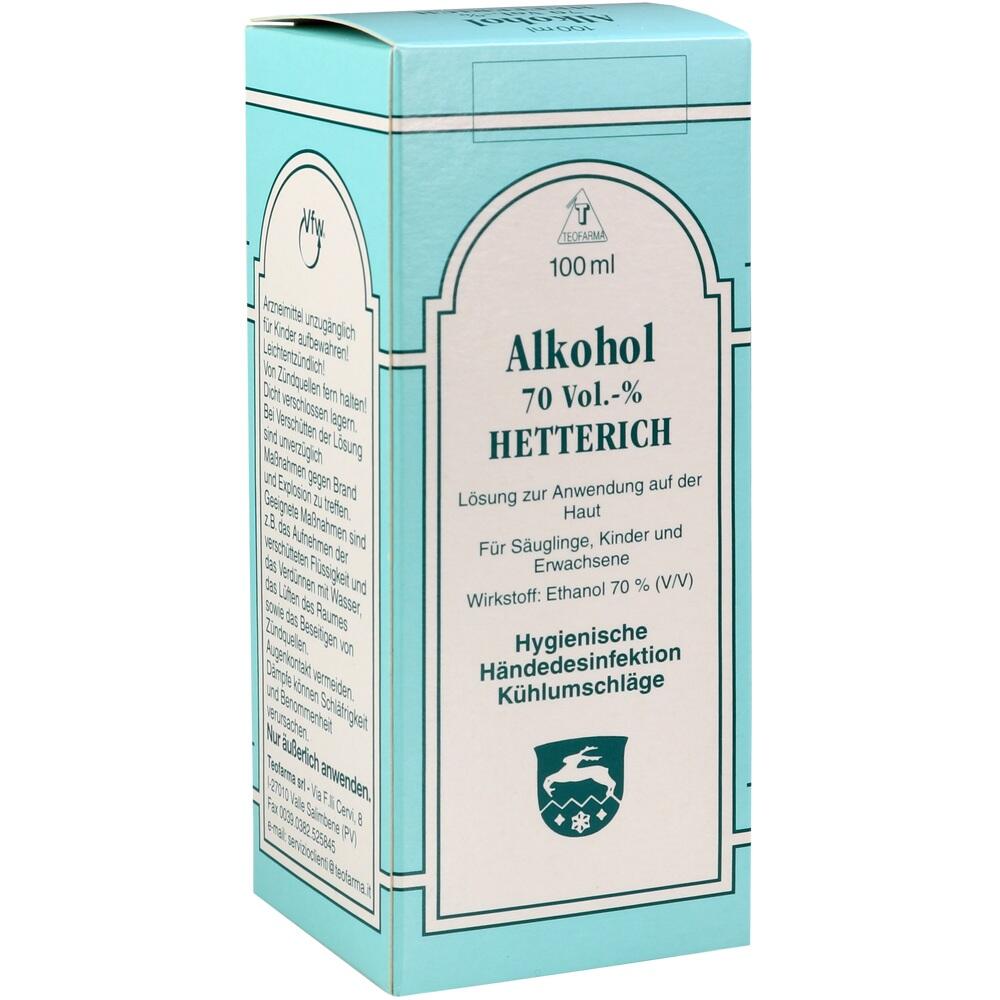 ALKOHOL 70% V/V Hetterich 100 ml Lösung