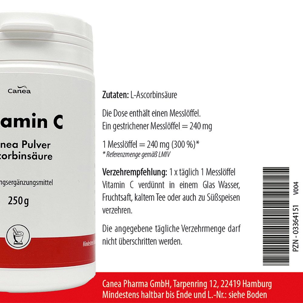 Vitamin C Canea Pulver 250 g 250 g Pulver