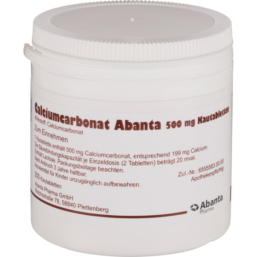 Calciumcarbonat Abanta 500 Mg Kautabletten  200 St Kautabletten