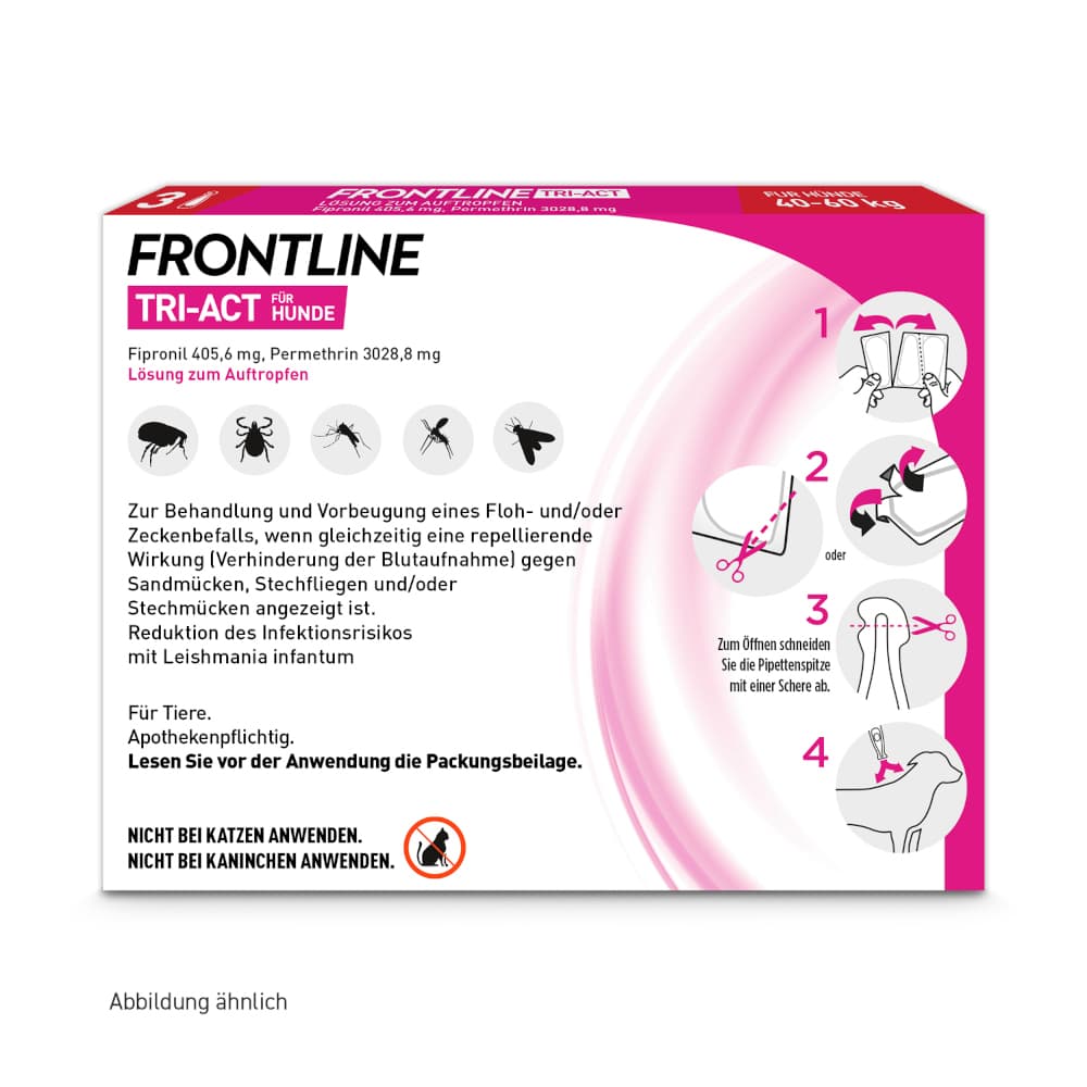 FRONTLINE TRI-ACT gegen Zecken, Flöhe und fliegende Insekten für Hunde XL (40-60 kg)  3 St Lösung