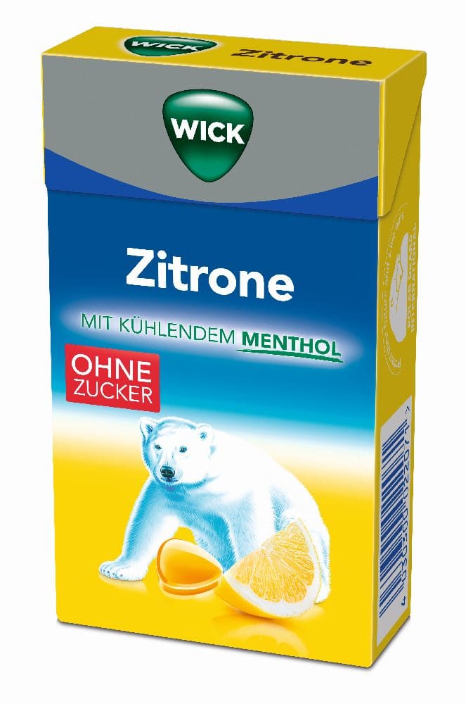 WICK Husten Bonbons  ZITRONE & NATÜRLICHES MENTHOL  ohne Zucker  46 g Bonbons
