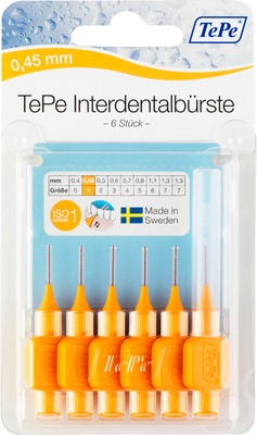 TEPE Interdentalbürste 0,45mm orange 6 St Zahnbürste