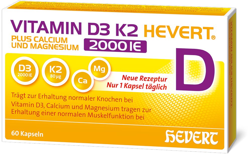 Vitamin D3 K2 HEVERT 2000 I.E. 60 St Kapseln