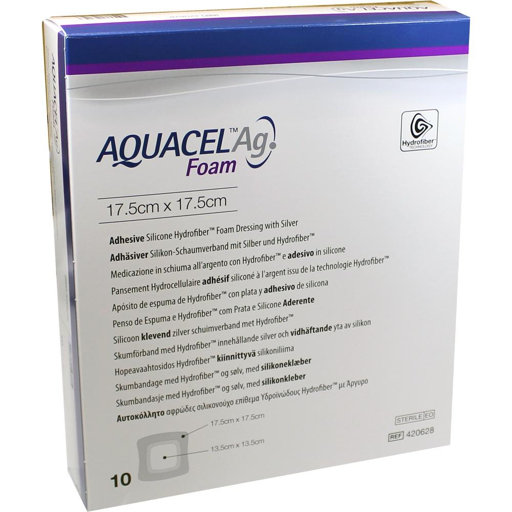 AQUACEL Ag Foam adhäsiv 17,5x17,5 cm Verband 10 St Verband