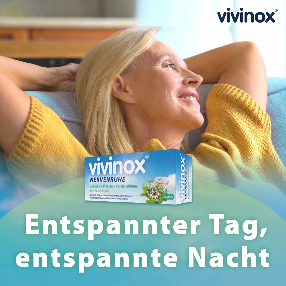 Vivinox Nervenruhe Beruhigungsdragees bei Unruhe und Einschlafstörungen 100 St Überzogene Tabletten