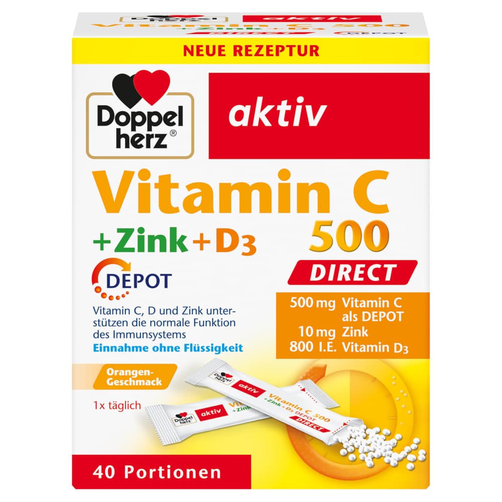 Doppelherz aktiv Vitamin C 500 + Zink + D3  40 St Pellets