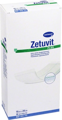 ZETUVIT Plus extrastarke Saugkompressen steril 10x20 cm 10 St Kompressen