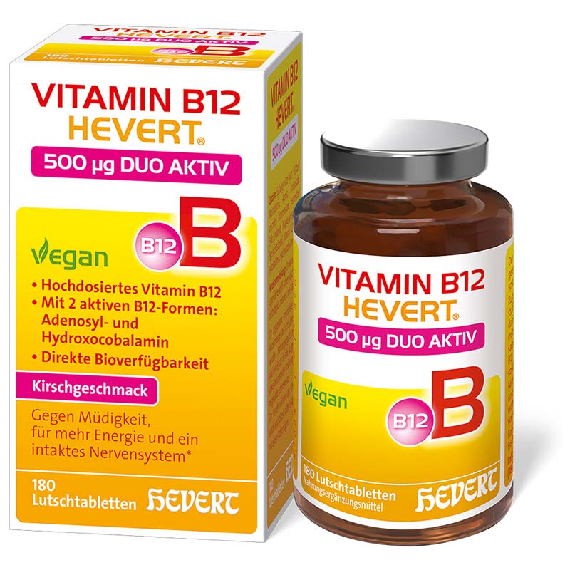 VITAMIN B12 HEVERT 500 MIKROGRAMM DUO AKTIV 180 St Lutschtabletten