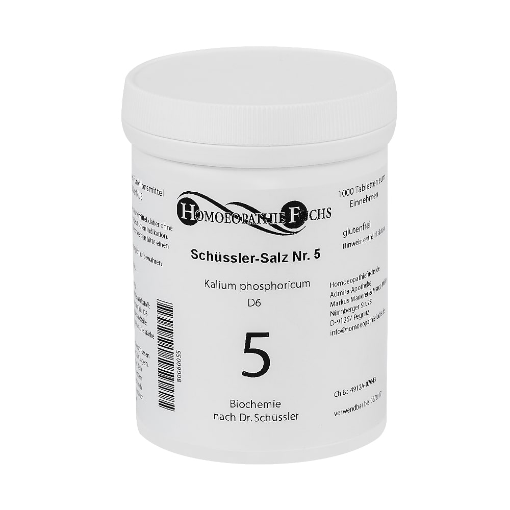 HOMOEOPATHIEFUCHS Schüssler-Salz Nummer 5 Kalium phosphoricum D6 Biochemie 1000 St Tabletten
