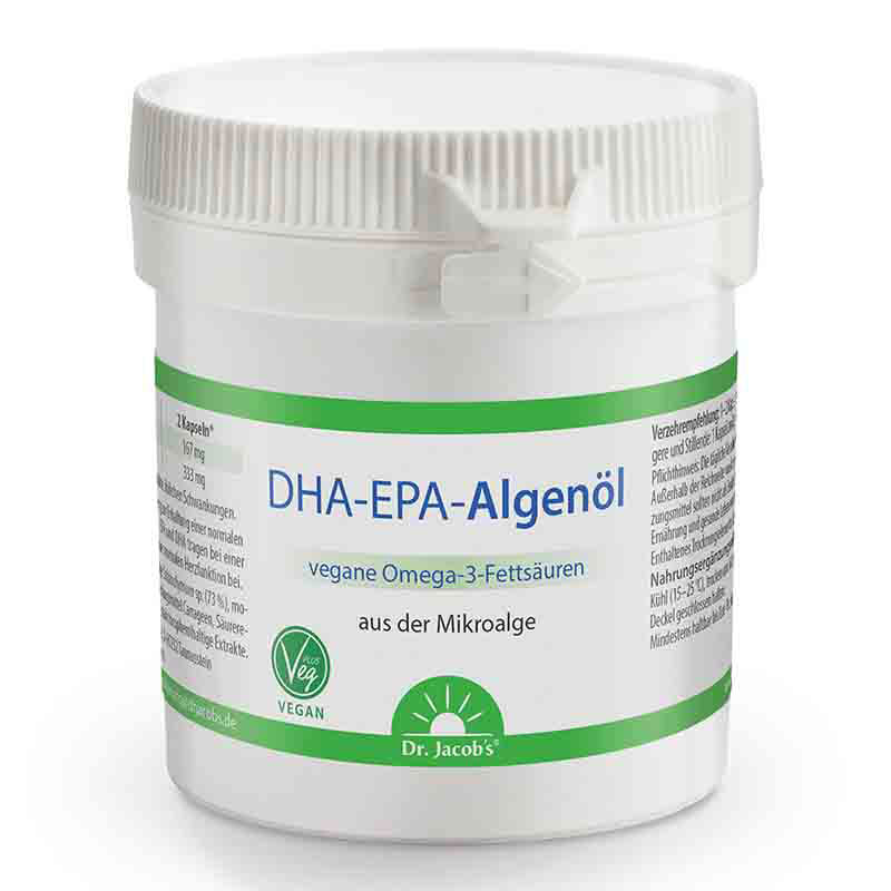 Dr. Jacob's DHA-EPA-Algenöl Kapseln Omega-3-Fettsäuren vegan