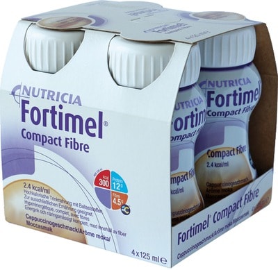 Fortimel Compact Fibre 2.4 Trinknahrung Cappuccino 4X125 ml Flüssigkeit