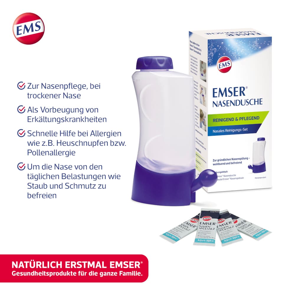 EMSER NASENDUSCHE mit 4 Beuteln NASENSPÜLSALZ 1 St Kombipackung