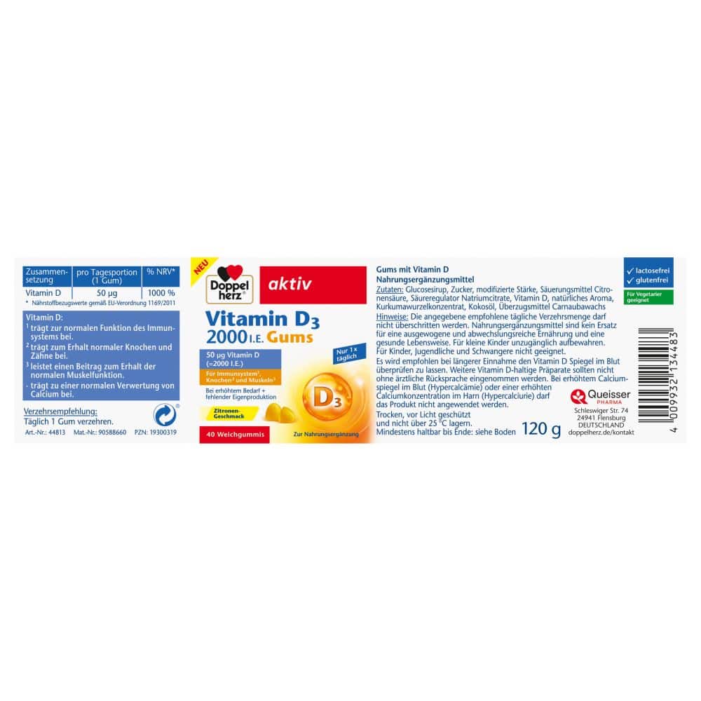 Doppelherz aktiv Vitamin D3 2000 I.E. 40 St Kaudragees