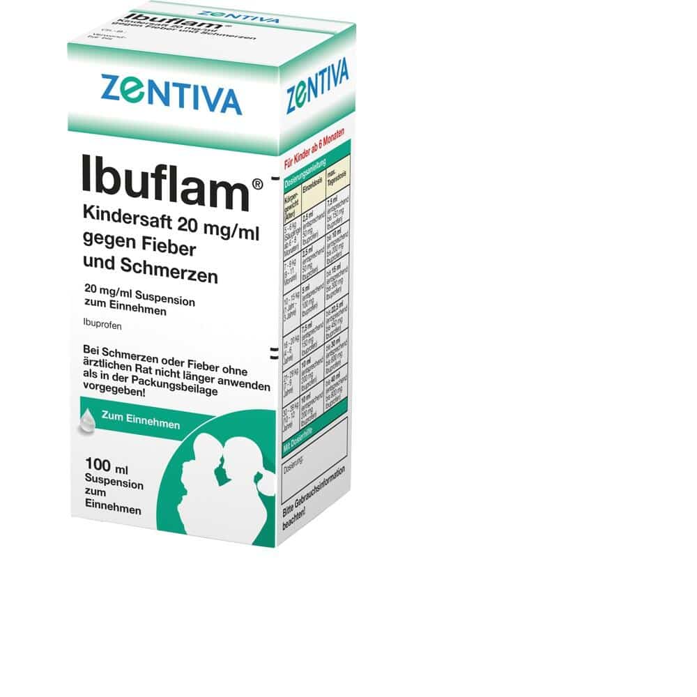 Ibuflam Kindersaft 20 mg/ml  gegen Fieber und Schmerzen 100 ml Suspension zum Einnehmen