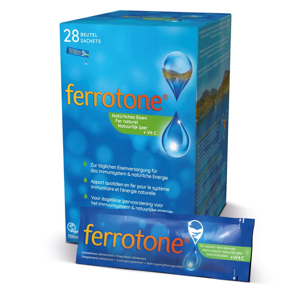 ferrotone - Natürliches Eisen mit Vitamin C, Apfelgeschmack 28X25 ml Beutel