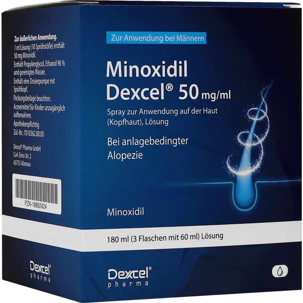 Minoxidil Dexcel 50 mg/ml 3X60 ml Lösung