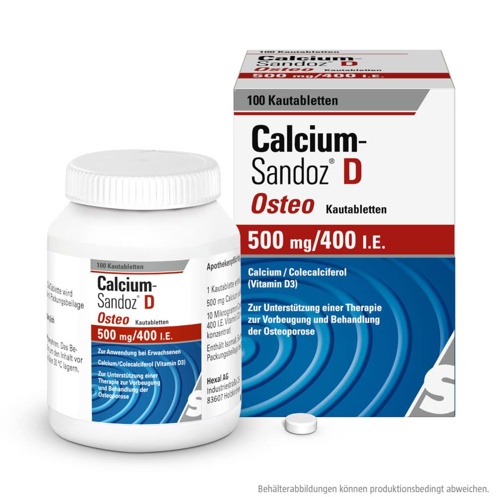 Calcium-Sandoz D Osteo 500 mg/400 I.E.  100 St Kautabletten