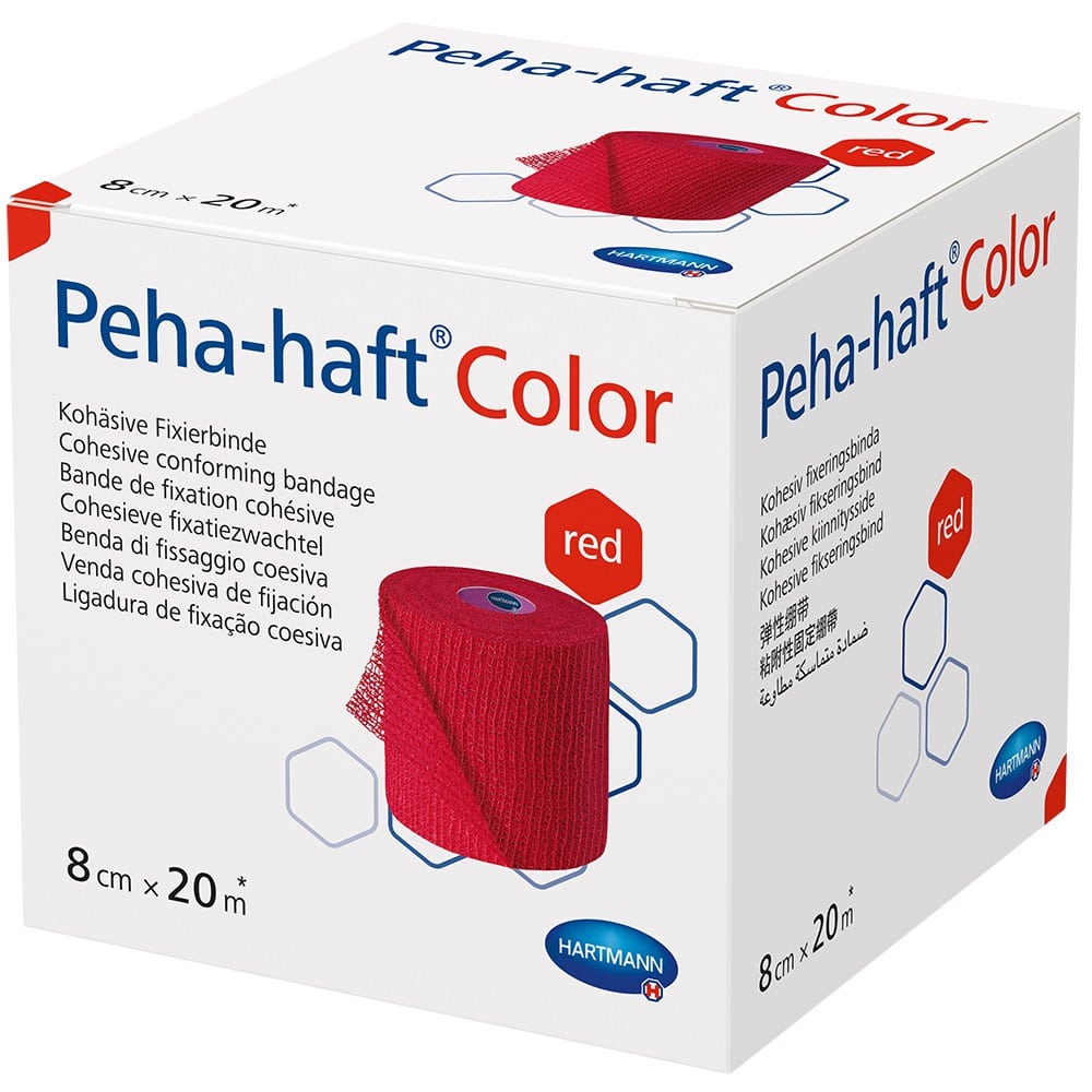 PEHA-HAFT Color Fixierbinde latexf.8 cmx20 m rot 1 St Binden