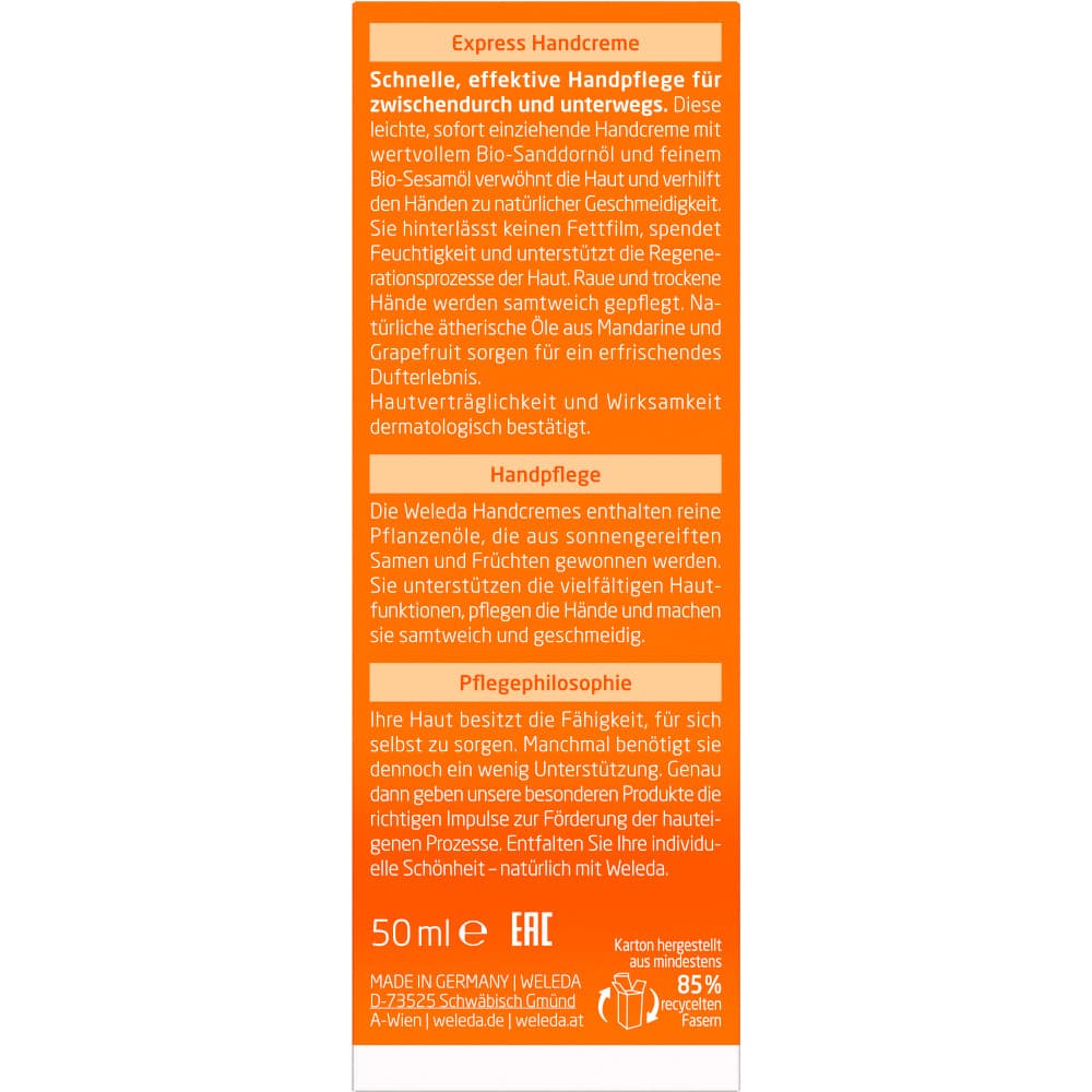 Weleda Express Handcreme SANDDORN 50 ml Creme