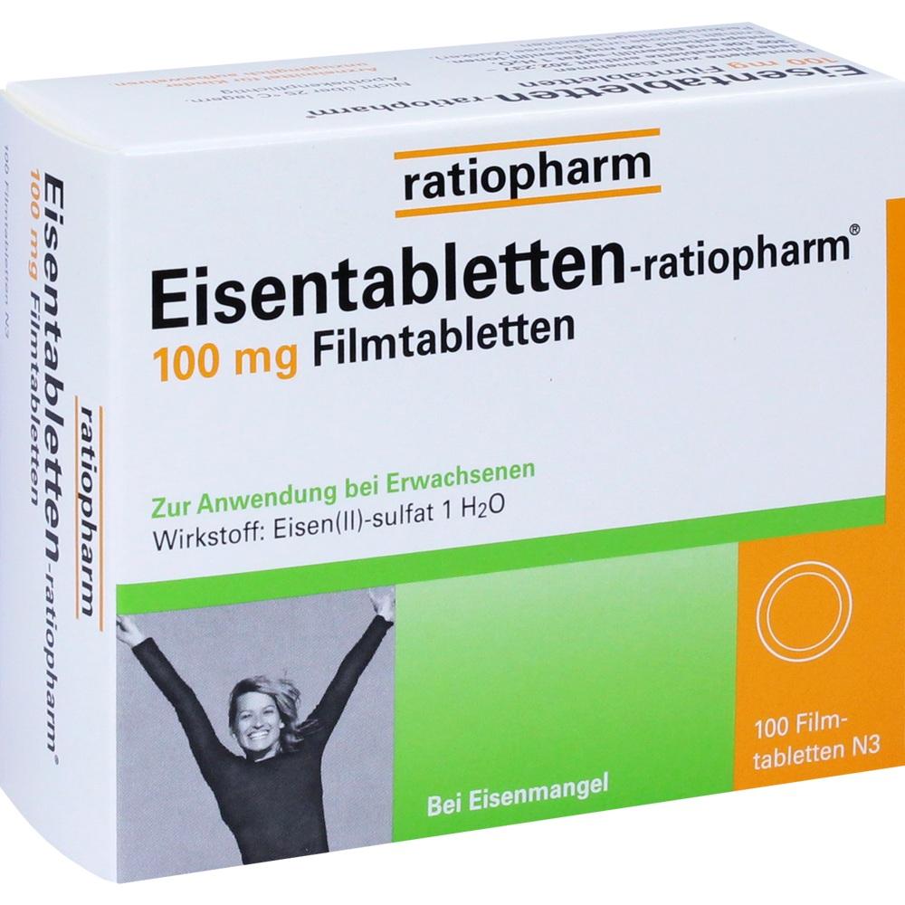 Eisentabletten-ratiopharm 100mg 100 St Filmtabletten