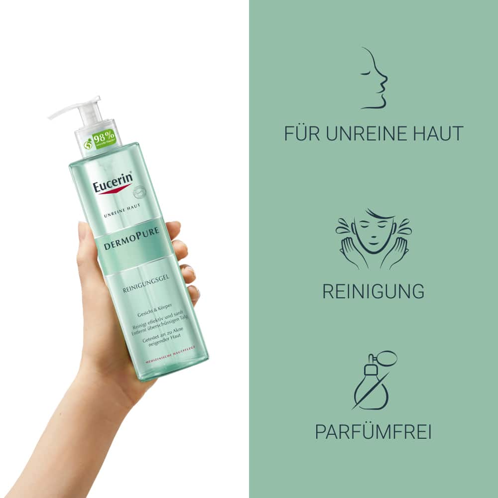 Eucerin DERMOPURE Reinigungsgel gegen Pickel und unreine Haut + 3 € sparen* 400 ml Gel