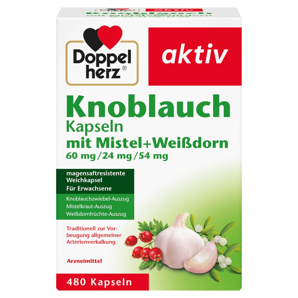 Doppelherz aktiv Knoblauch Kapseln mit Mistel + Weißdorn 480 St Kapseln magensaftresistent