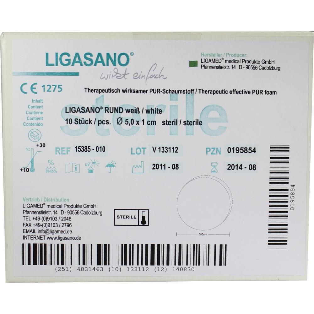 LIGASANO weiß Kompressen rund 1x5 cm steril 10 St Kompressen