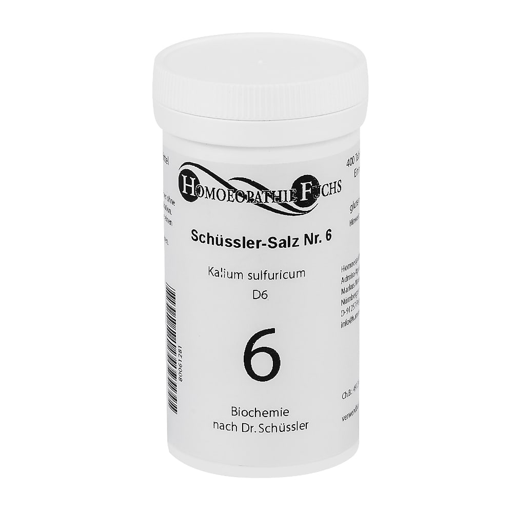 HOMOEOPATHIEFUCHS Schüssler-Salz Nummer 6 Kalium sulfuricum D6 Biochemie 400 St Tabletten