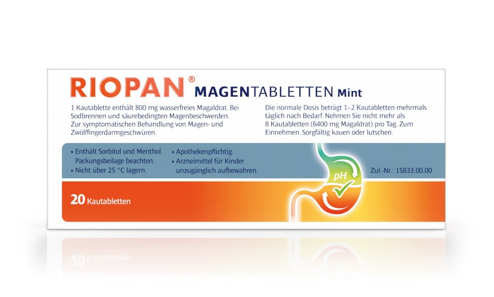 RIOPAN MAGENTABLETTEN Mint - Bei Sodbrennen 20 St Kautabletten