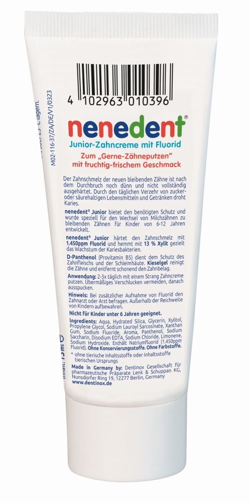 Dentinox nenedent Junior Zahncreme   75 ml Zahncreme